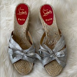 Christian Louboutin silver espadrille size 39